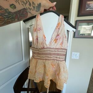 FreePeople Floral Peach Halter Top
